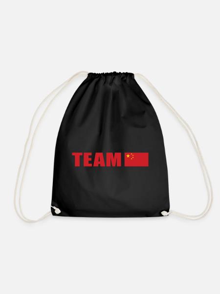 Support Team China - Drawstring Bag - black