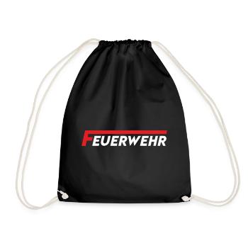 Feuerwehr Flammenlogo Rot Weiß - Turnbeutel - Schwarz - Vorne