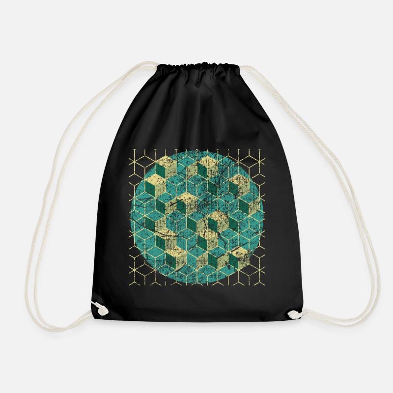 geometry - Drawstring Bag - black