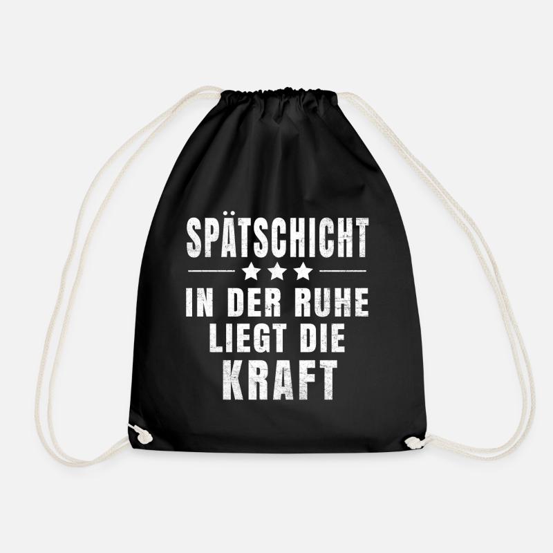 Spätschicht T-Shirt - Turnbeutel - Schwarz