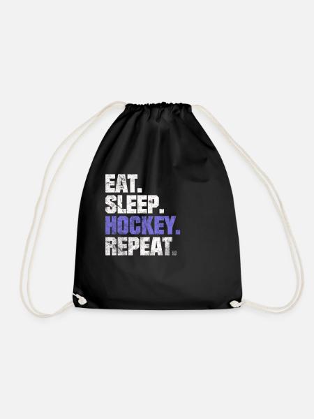 EAT SLEEP HOCKEY REPEAT EISHOCKEY SPRÜCHE GESCHENK - Turnbeutel - Schwarz
