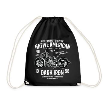 Dark Iron - America Motorcycle Bike Biker Vintage - Drawstring Bag - black - Front