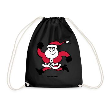 Running Santa Claus - Drawstring Bag - black - Front