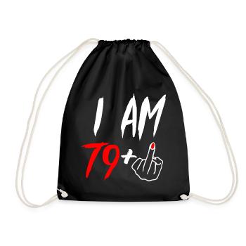 80th birthday middle finger - Drawstring Bag - black - Front