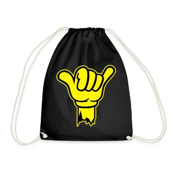 hand shaka finger - Turnbeutel - Schwarz - Vorne