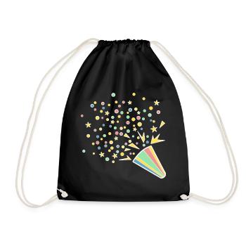 Festive confetti horn - Drawstring Bag - black - Front