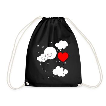 Fantasy children sky balloon heart baby - Drawstring Bag - black - Front