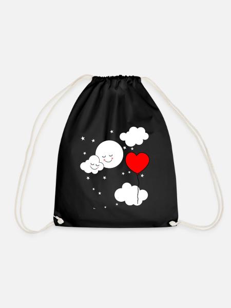 Fantasy Kinder Himmel Luftballon Herz Baby - Turnbeutel - Schwarz