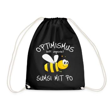 Optimistischer Bienen-Charme - Turnbeutel - Schwarz - Vorne