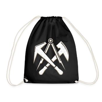 Roofers guild symbol in cool 3D grunge look - Drawstring Bag - black - Front