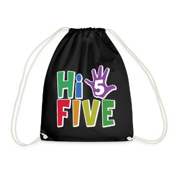 Salut cinq - cadeau de 5e anniversaire pour les enfants garçons et filles - Sac de sport léger - noir - Devant