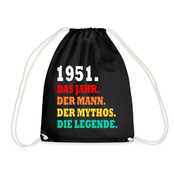 Jahrgang 1951 Vater Opa Geburtsjahr 1951 Geschenk - Turnbeutel - Schwarz - Vorne