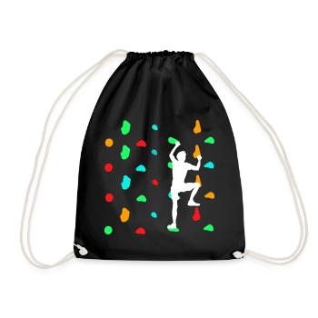 Boulderers bouldering on the climbing wall - Drawstring Bag - black - Front