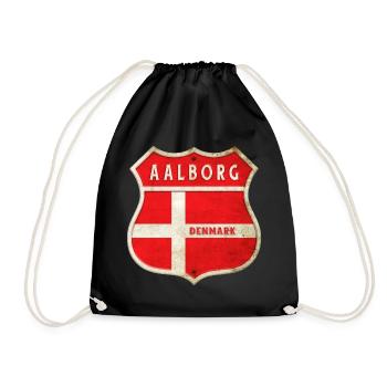 Aalborg Denmark Coat of Arms Flags Design - Drawstring Bag - black - Front
