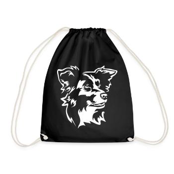 Border Collie Head "Black Edition" - Drawstring Bag - black - Front