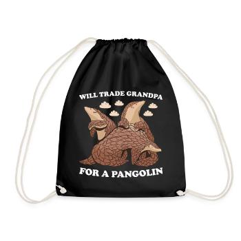 Will Trade Grandpa For A Pangolin - Drawstring Bag - black - Front