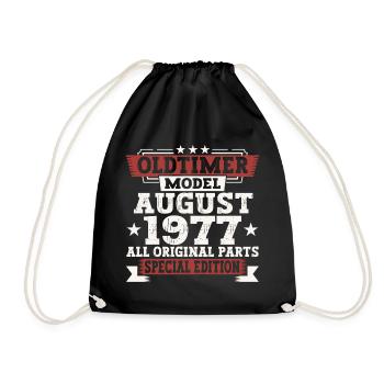 Oldtimer August 1977 45th Birthday Gift Fun - Drawstring Bag - black - Front