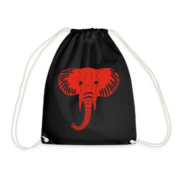 Red elephant head - Drawstring Bag - black - Front