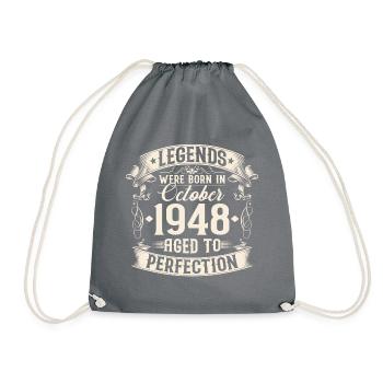October born 1948 Legends birthday - Drawstring Bag - grey - Front