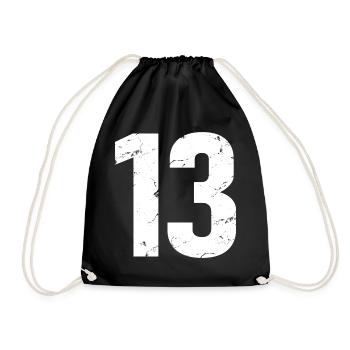 Cool Number 13 - 13 Years Old 13th Birthday Gift - Drawstring Bag - black - Front
