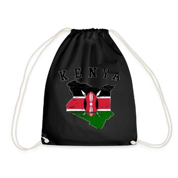 Kenya Wall Map Flag used - Drawstring Bag - black - Front