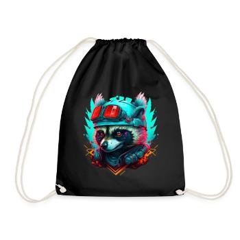 Panda pilote néon steampunk - Sac de sport léger - noir - Devant