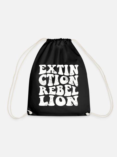 Extinction Rebellion Retro white - Drawstring Bag - black