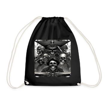 Pirates with skulls - Drawstring Bag - black - Front