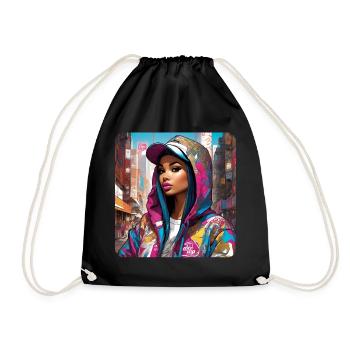 Cooles Girl Graffiti Hip Hop Rap Skater Musik - Turnbeutel - Schwarz - Vorne