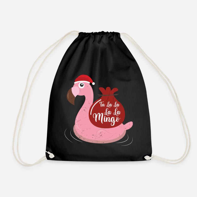 Flamingo Design Lustige Weihnachtspullover - Turnbeutel - Schwarz