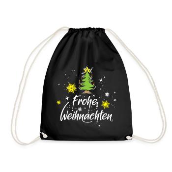 frohe Weihnachten Symbol Baum Christbaum Sterne - Turnbeutel - Schwarz - Vorne