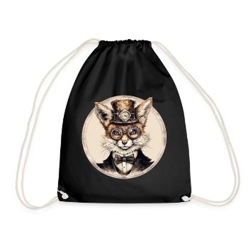 Renard steampunk - Sac de sport léger - noir - Devant