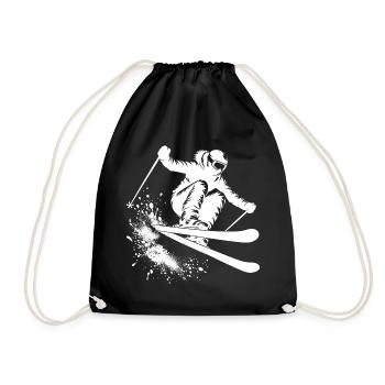 Ski Jumper Skiing Ski Winter Ski Holiday Piste - Drawstring Bag - black - Front