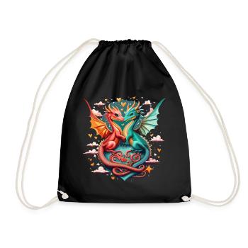 Dragon Hearts – Magical Romance - Drawstring Bag - black - Front