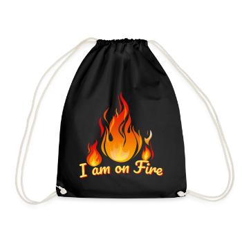 i am on fire feuer heiss spruch humor feuerwehr hot - Drawstring Bag - black - Front
