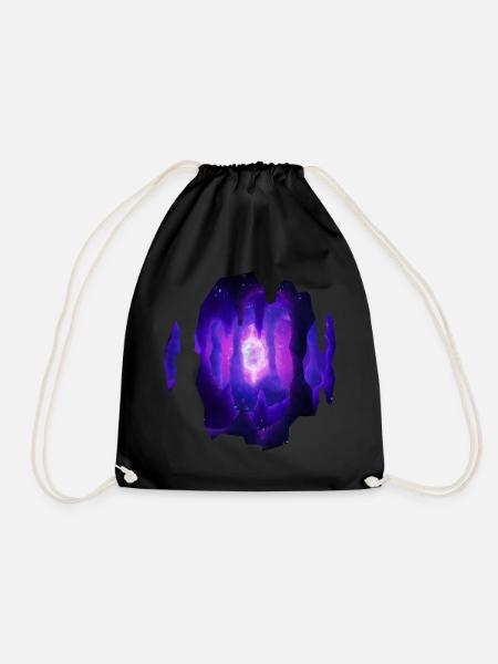 Mystic Cave Watercolor Painting - Drawstring Bag - black