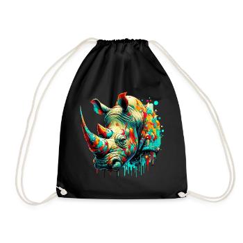 Rhinoceros - Drawstring Bag - black - Front