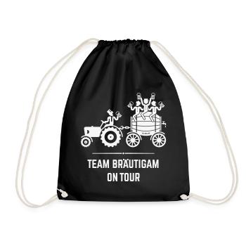 Team Bräutigam On Tour (Trecker Bierfass JGA / W) - Turnbeutel - Schwarz - Vorne