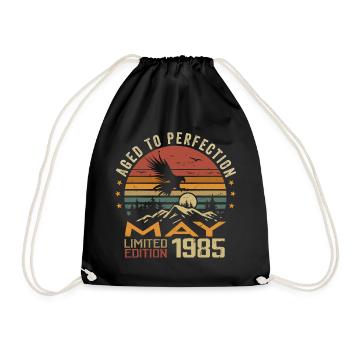 Mai 1985 Geburtstag Mai 1985 Geschenk 1985 Mai - Turnbeutel - Schwarz - Vorne