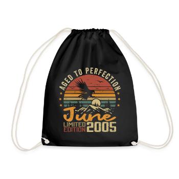 Vintage June 2005 June 2005 Born in June 2005 Retro - Drawstring Bag - black - Front