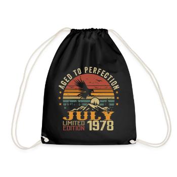 Vintage July 1978 Anniversary July 1978 - Drawstring Bag - black - Front