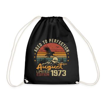 Vintage August 1973 Birthday Gift August 1973 - Drawstring Bag - black - Front