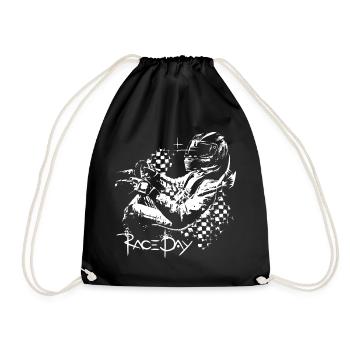 Racing Racer Helmet Car Raceday Symbol Logo - Drawstring Bag - black - Front