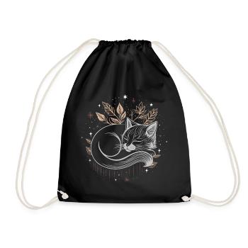 Chat endormi dans le feuillage - Nuit d’automne mystique - Sac de sport léger - noir - Devant