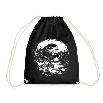 Mountain Biker Graphic - Drawstring Bag - black - Front