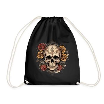 Vintage Totenkopf - Turnbeutel - Schwarz - Vorne