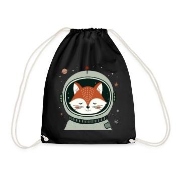 Träumender Astronauten-Fuchs im Weltall - Turnbeutel - Schwarz - Vorne