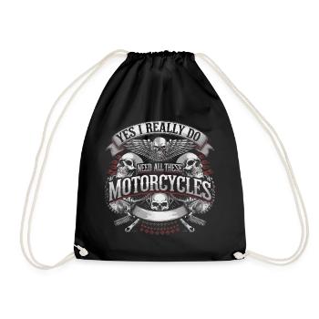 Motorcycle love without compromise - Drawstring Bag - black - Front
