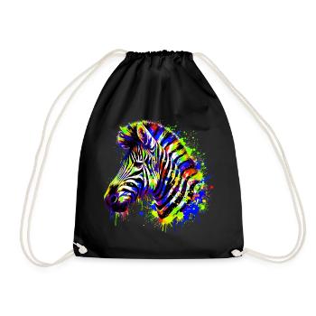 Zebra - Drawstring Bag - black - Front