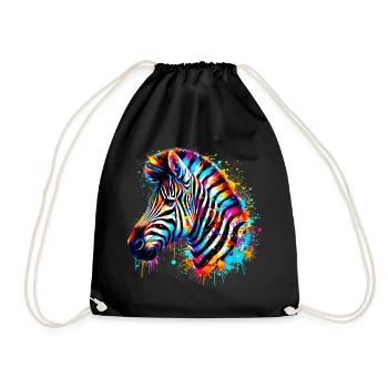 Zebra - Drawstring Bag - black - Front